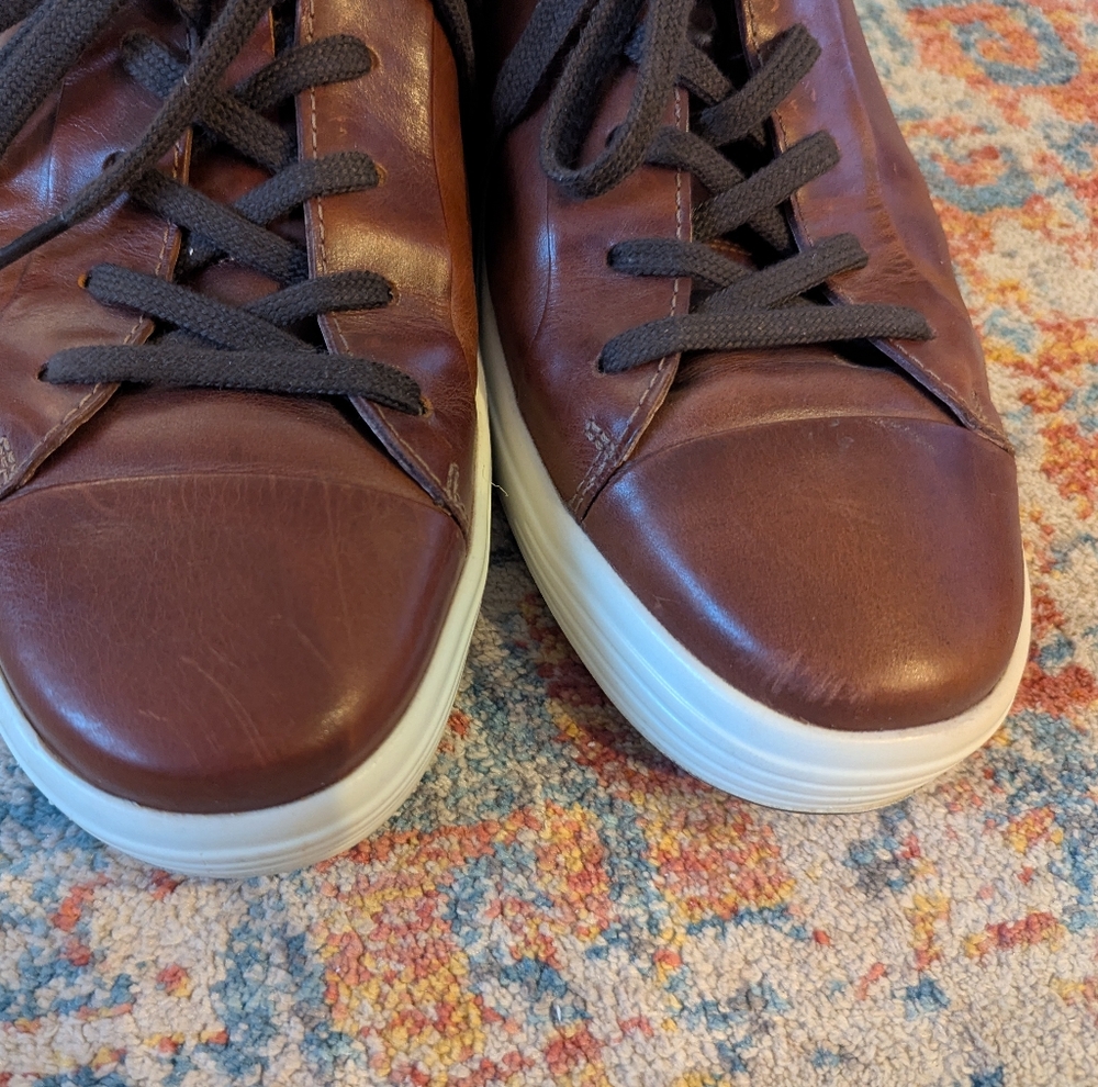 Ecco Soft 7 Brown Leather Shoes Men's 46 US 12-12.5 Casual LaceUp Diff Insoles - Picture 4 of 13
